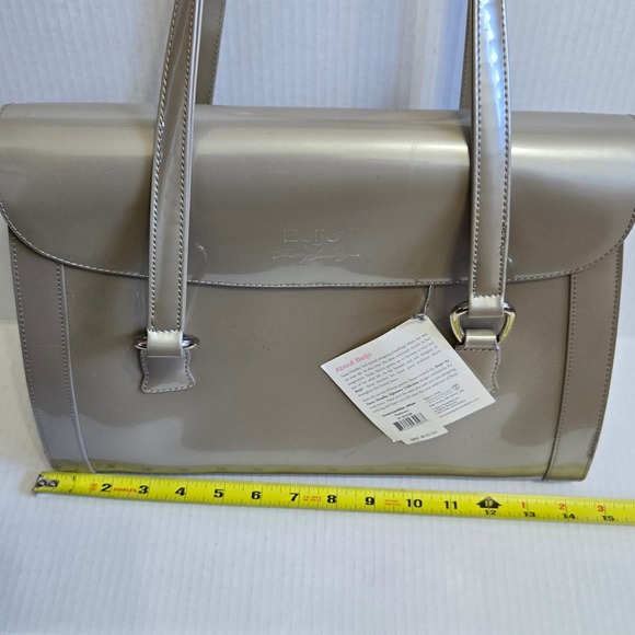 Beijo by Susan Handley Patent Satchel Shoulder Bag Champagne Taupe NWT $110.00 - Picture 5 of 12